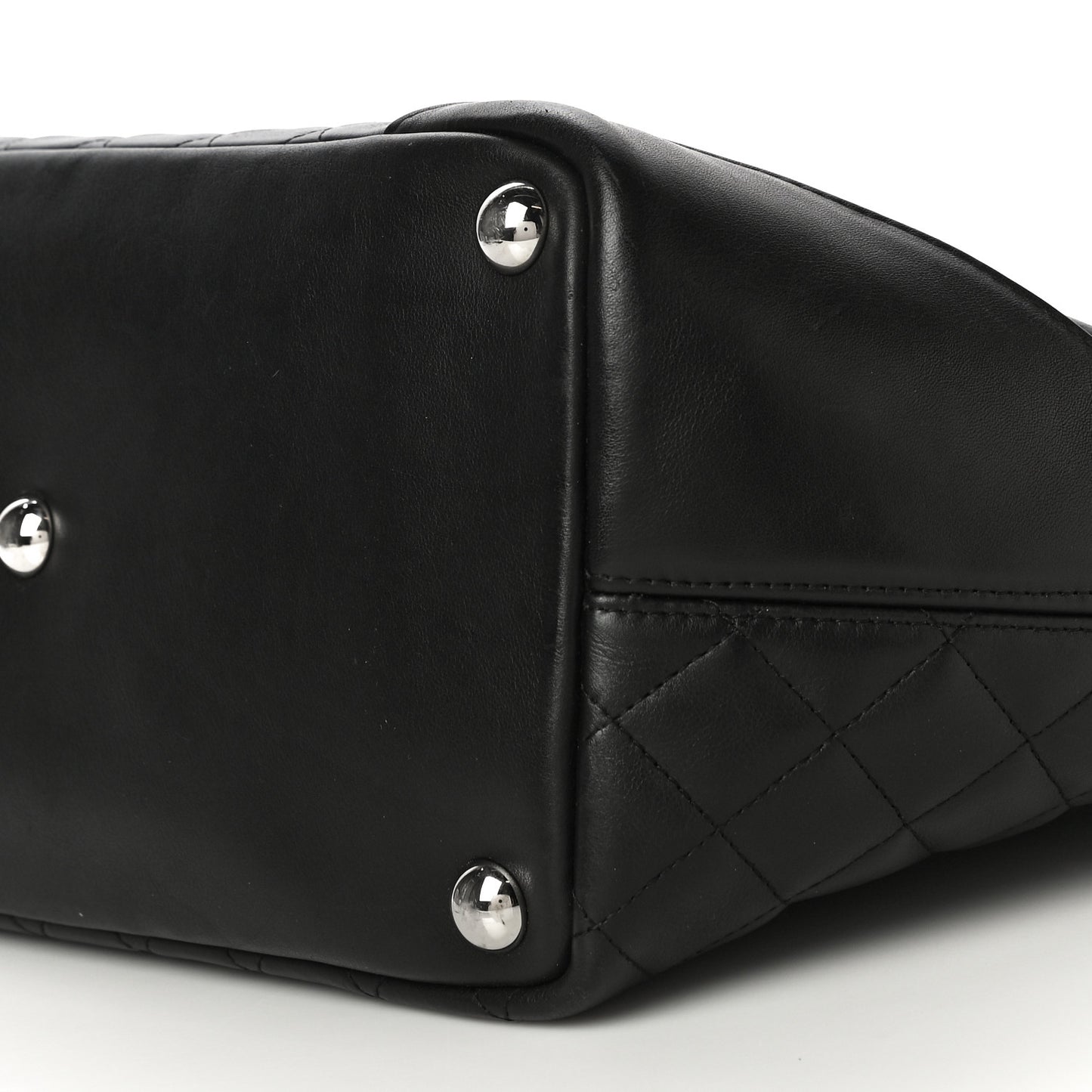 Calfskin Quilted Large Cambon Tote Black White