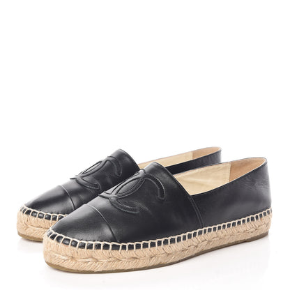 Chanel Lambskin CC Espadrilles 36 Black 3 of 8