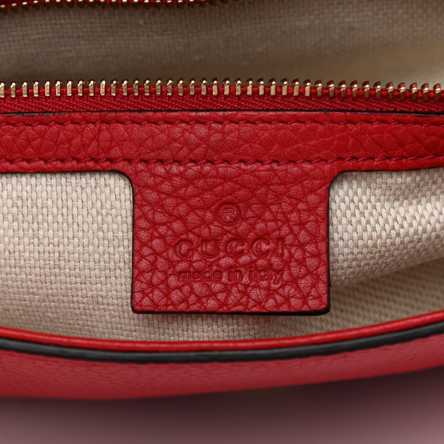 Gucci Pebbled Calfskin Medium Soho Flap Crossbody Vibrant Red 6 of 10