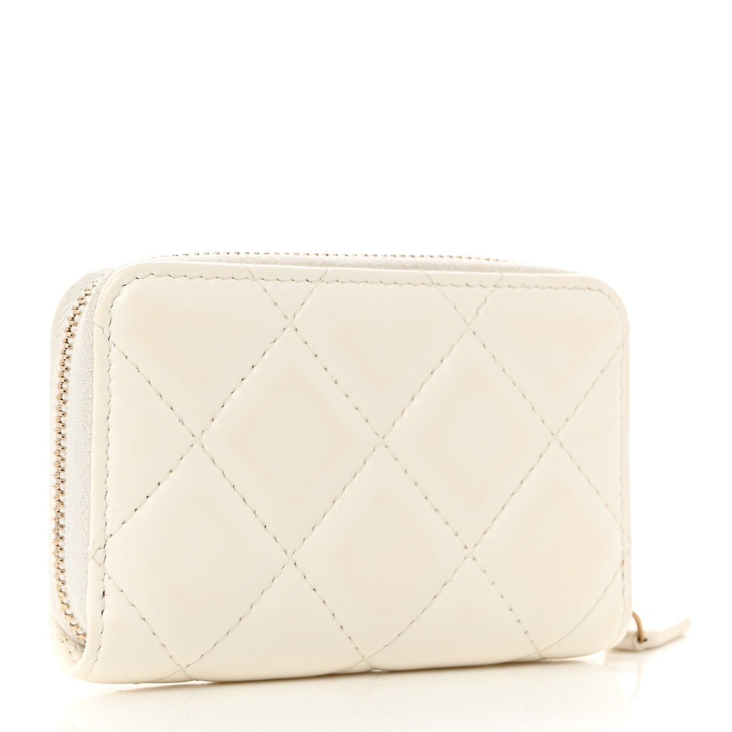 Chanel Lambskin Plexiglass Quilted Coco Love Zip Coin Purse White 3 of 8