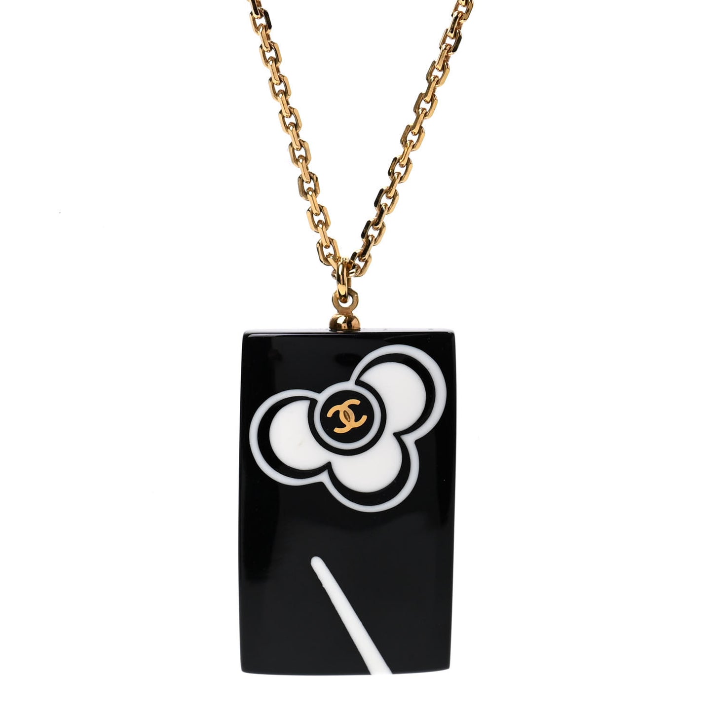 Resin Camellia CC Necklace Black Gold