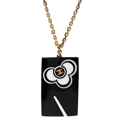 Chanel Resin Camellia CC Necklace Black Gold 4 of 6