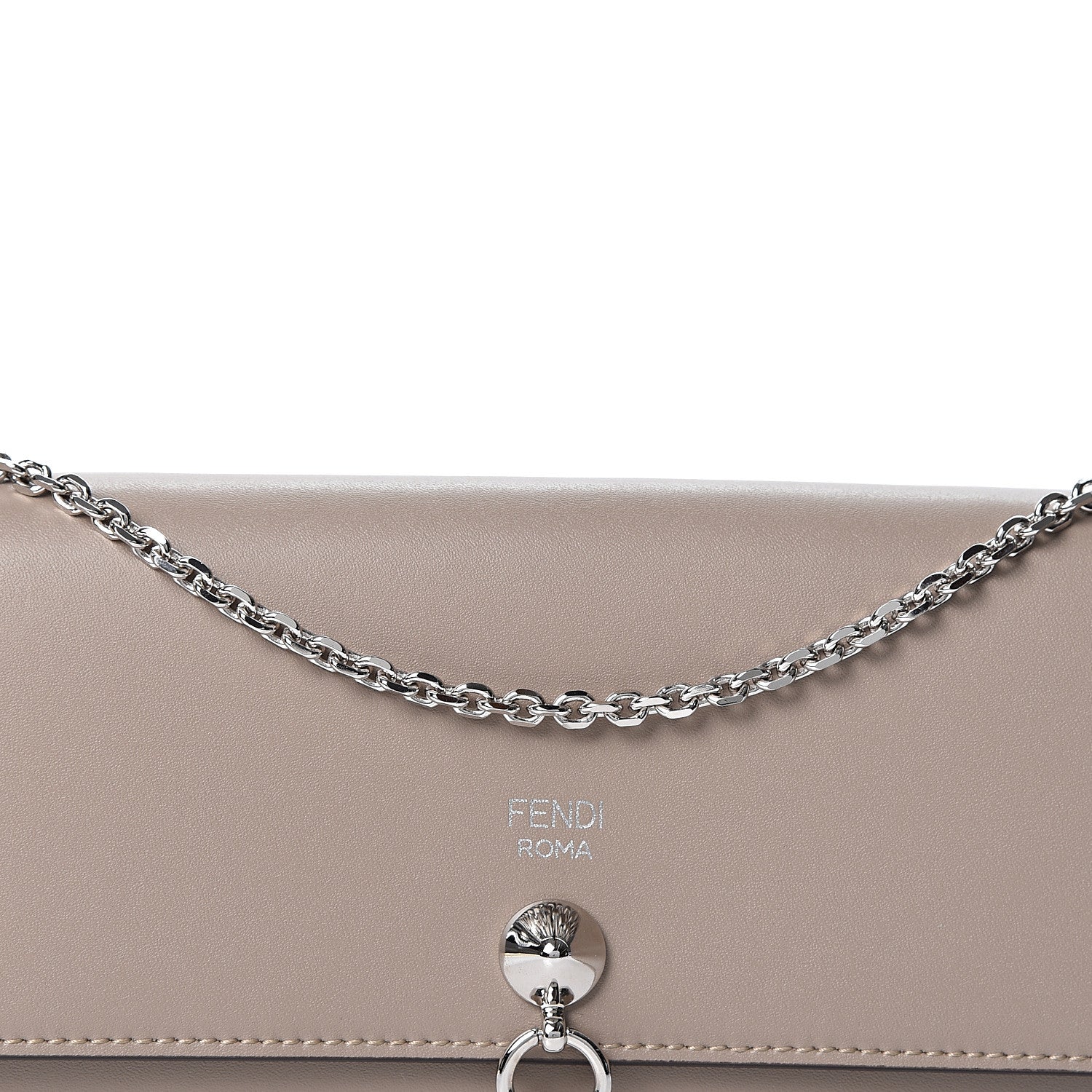 Fendi Vitello Liberty Century Lucido By The Way Continental Wallet On Chain Tortora 7 of 9