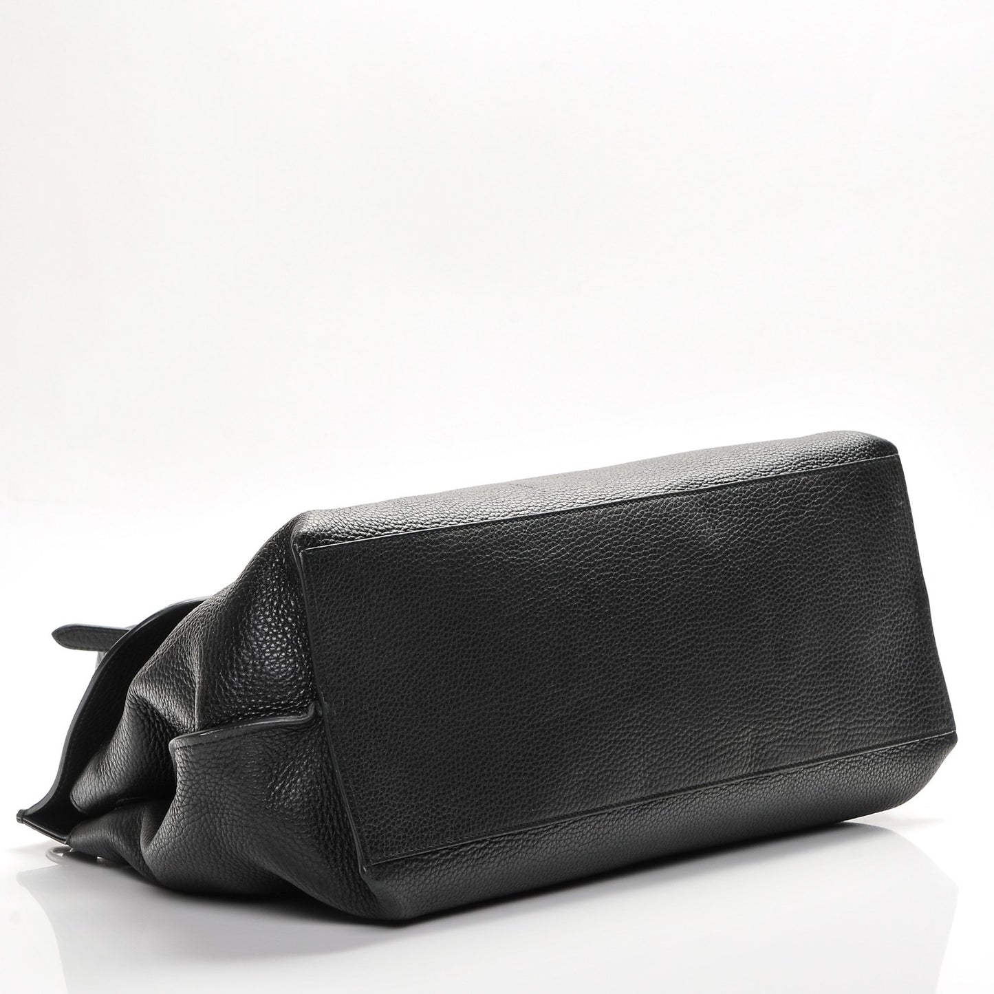 Pebbled Calfskin Large Bamboo Daily Top Handle Bag Black
