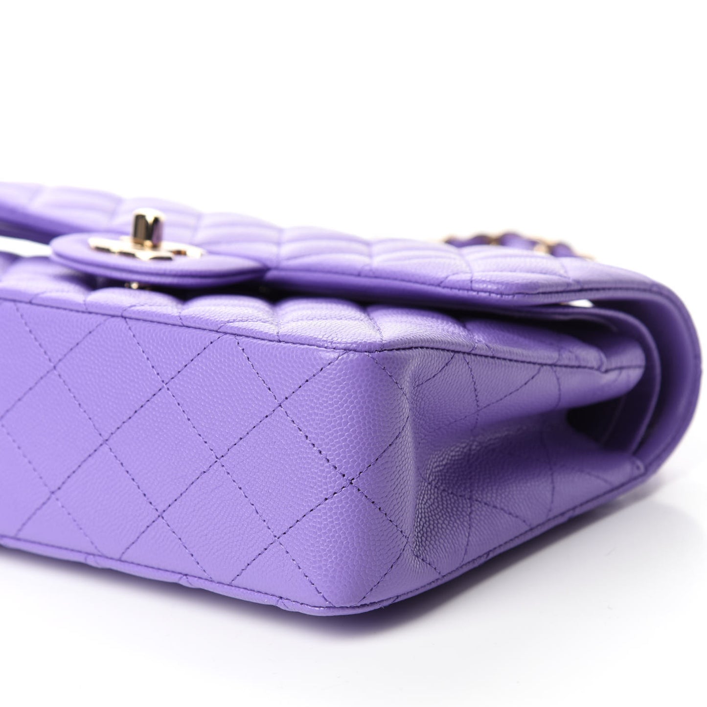 Caviar Quilted Small Double Flap Purple