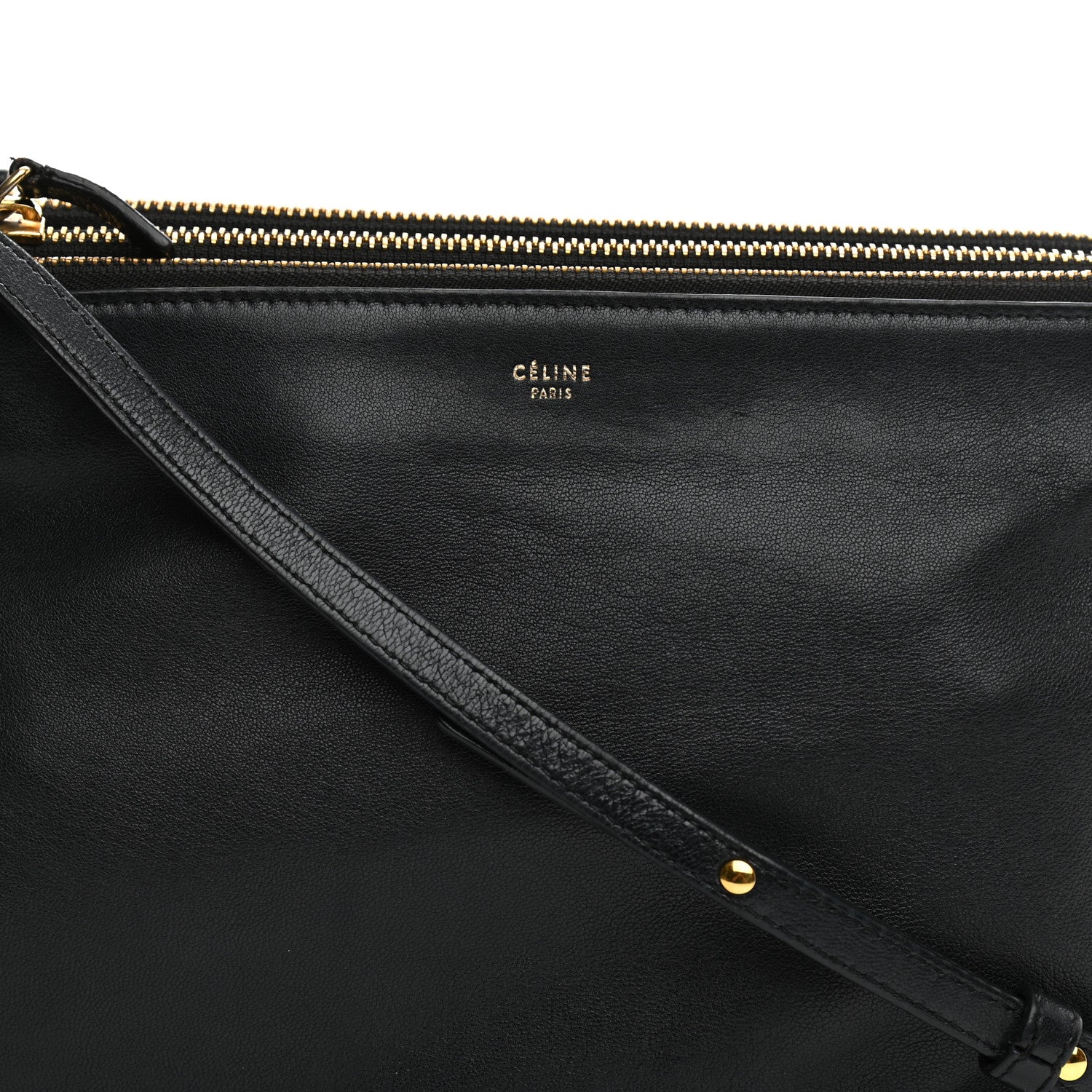 Celine Lambskin Large Trio Crossbody Bag Black 10 of 14