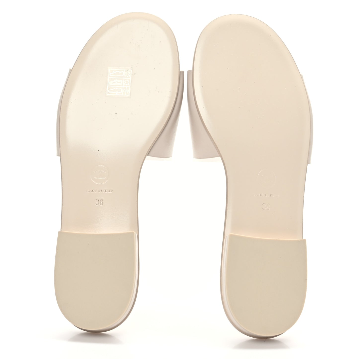 Calfskin Patent Calfskin Logo Mules 38 Ivory White