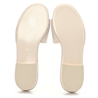 Chanel Calfskin Patent Calfskin Logo Mules 38 Ivory White 5 of 8