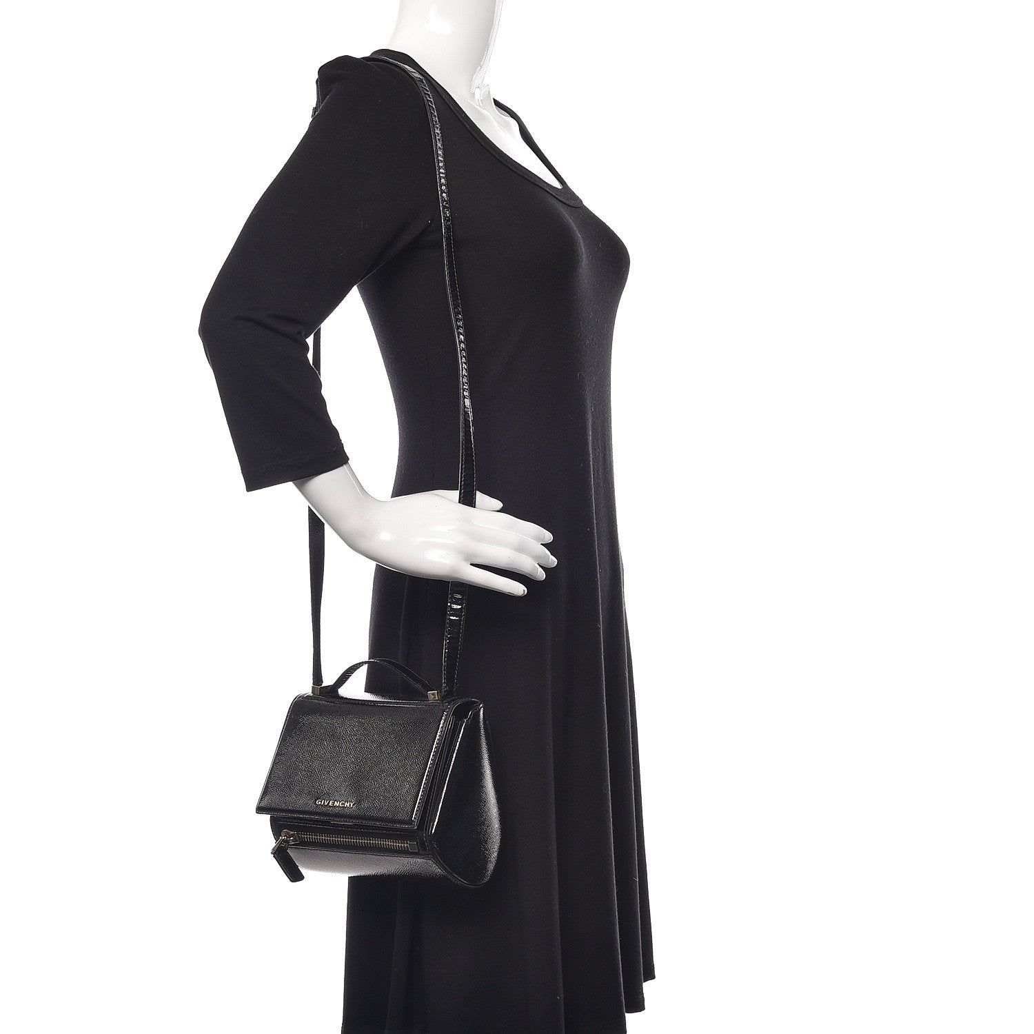 Givenchy Textured Patent Calfskin Mini Pandora Box Crossbody Bag Black 2 of 18