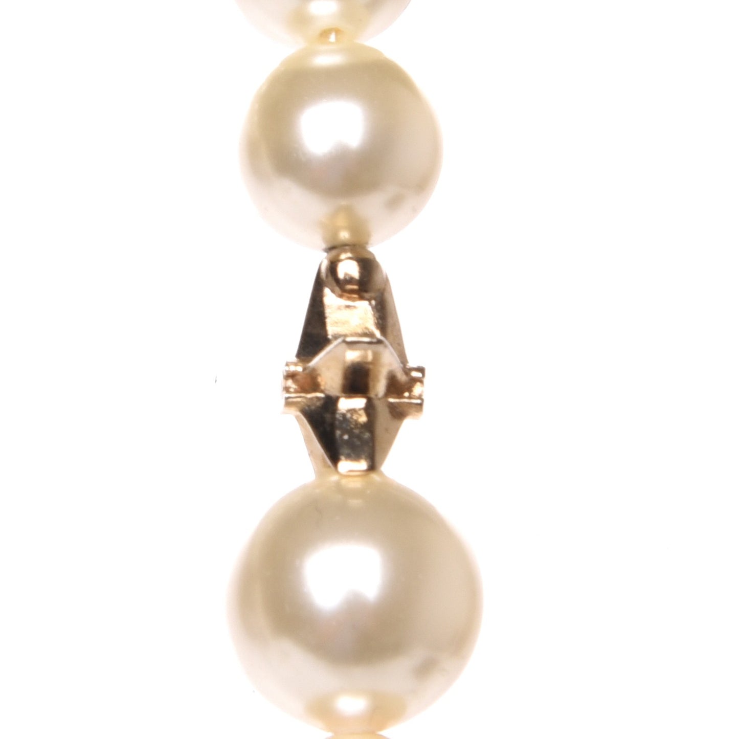 Graduated Pearl Studded CC Star Long Necklace Gold