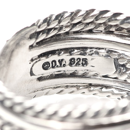 David Yurman Sterling Silver Diamond 11mm Wide Crossover Cable Ring 54 7 4 of 4