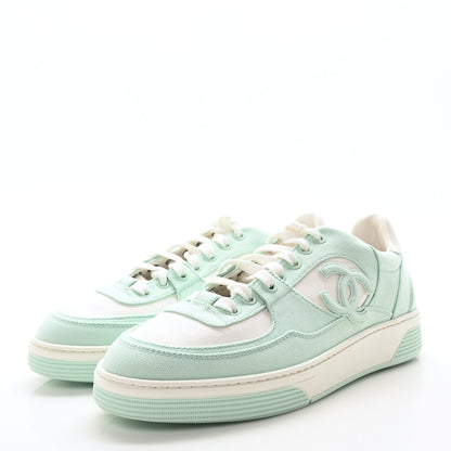 Chanel Cotton Sneakers 40.5 Light Turquoise White 4 of 9