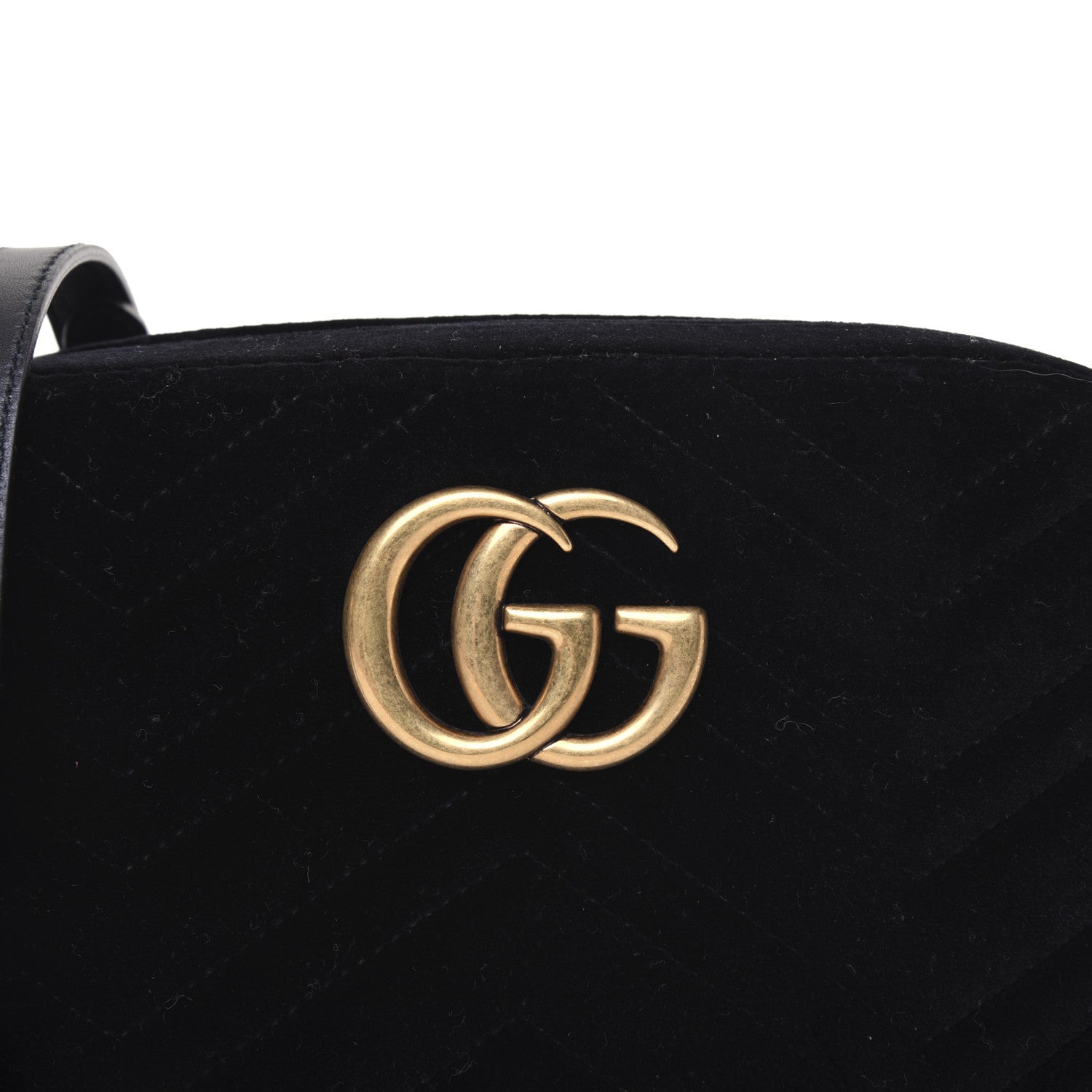 Gucci Velvet Matelasse Small GG Marmont Chain Shoulder Bag Black 11 of 15