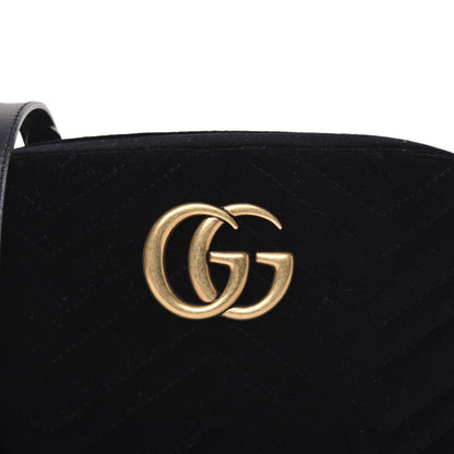 Gucci Velvet Matelasse Small GG Marmont Chain Shoulder Bag Black 11 of 15