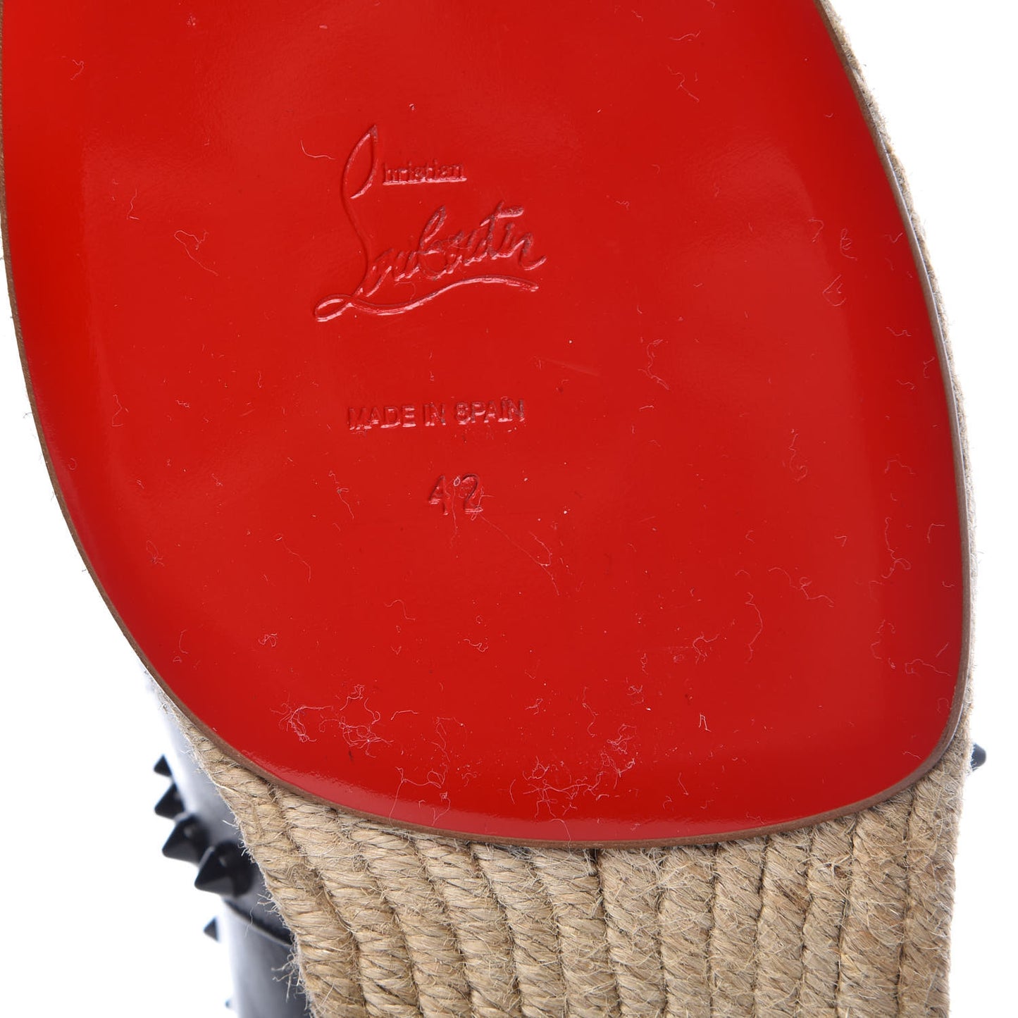 CHRISTIAN LOUBOUTIN Calfskin Ares Flat Espadrilles 42 Black