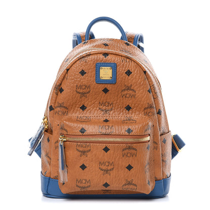 MCM Visetos Mini Stark Backpack Cognac Slate Blue 1 of 9