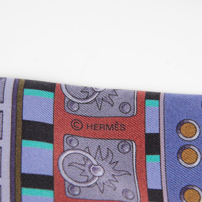 Hermes Silk Colliers de Chiens Twilly Fuchsia Vert Mauve 4 of 5