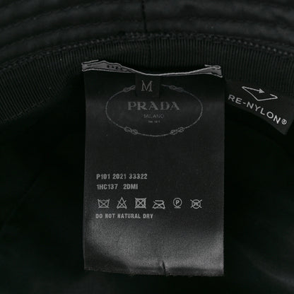 Prada Re-Nylon Metal Triangle Logo Womens Bucket Hat M Black 7 of 8
