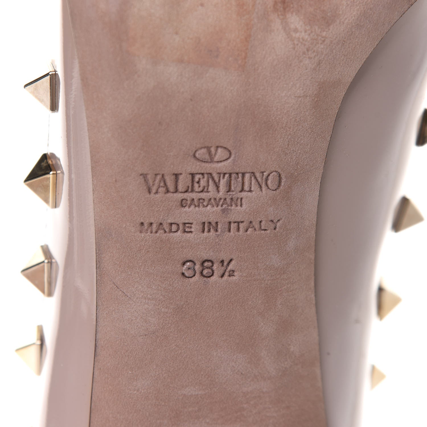 Valentino Garavani Patent Suede Rockstud Ankle Booties 38.5 Poudre 7 of 9