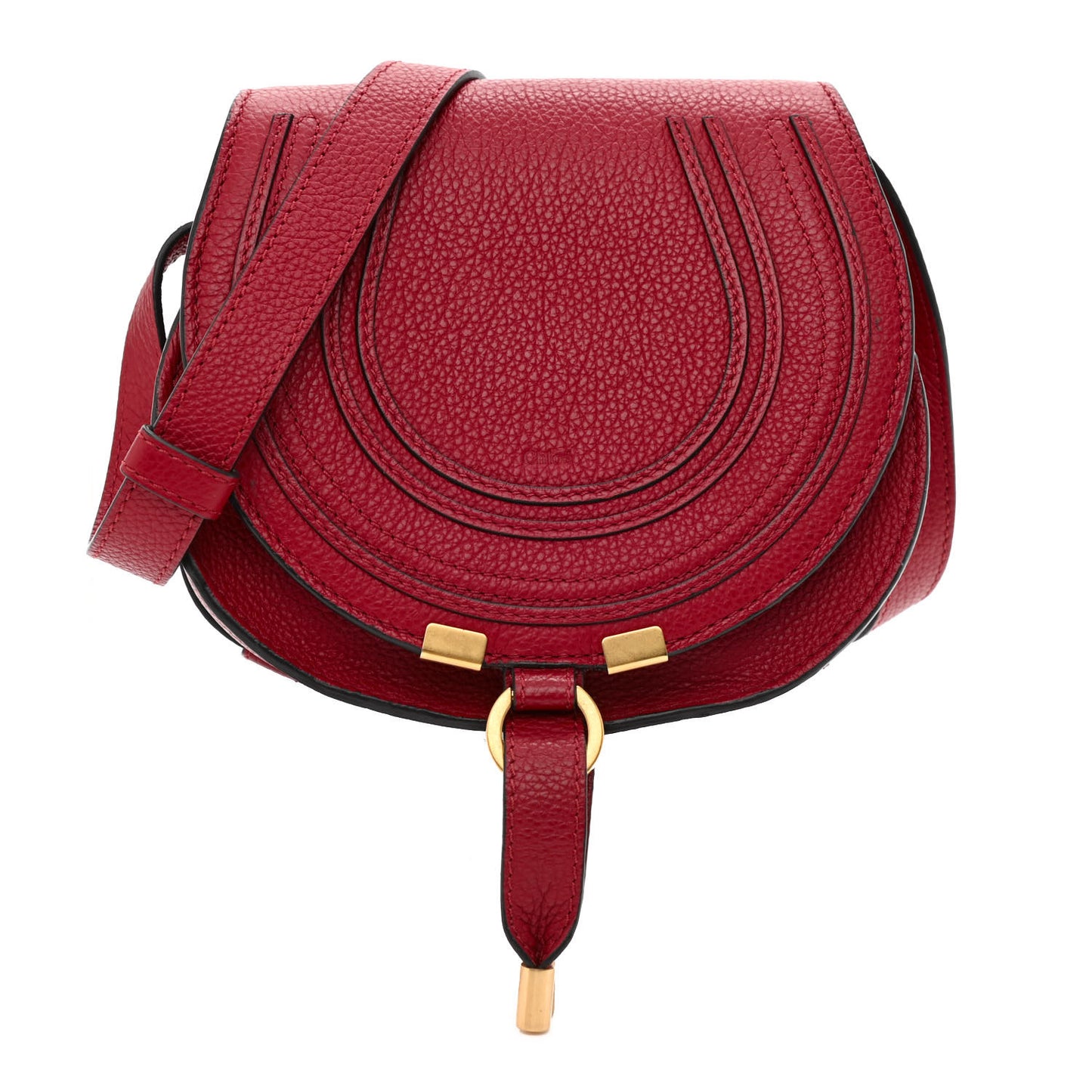 Calfskin Mini Marcie Round Crossbody Bag Red