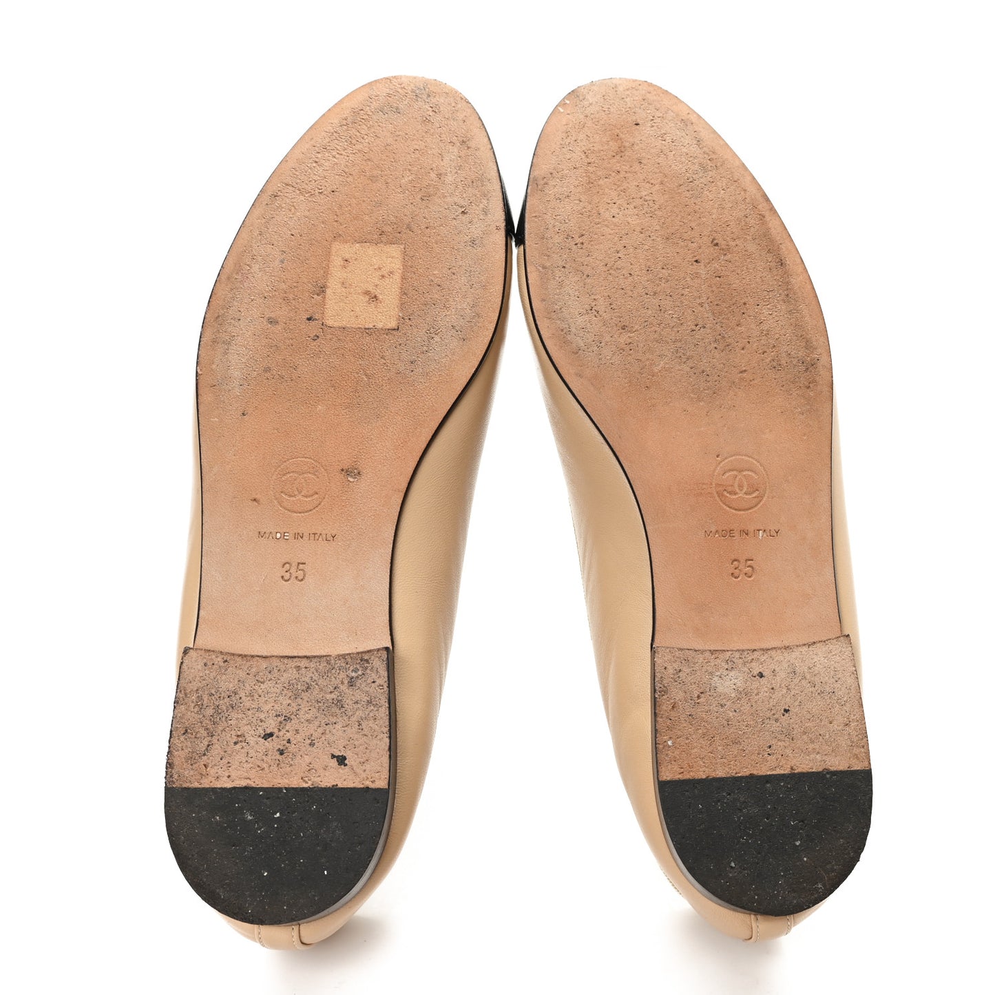 Lambskin Cap Toe CC Ballerina Flats 35 Beige Black