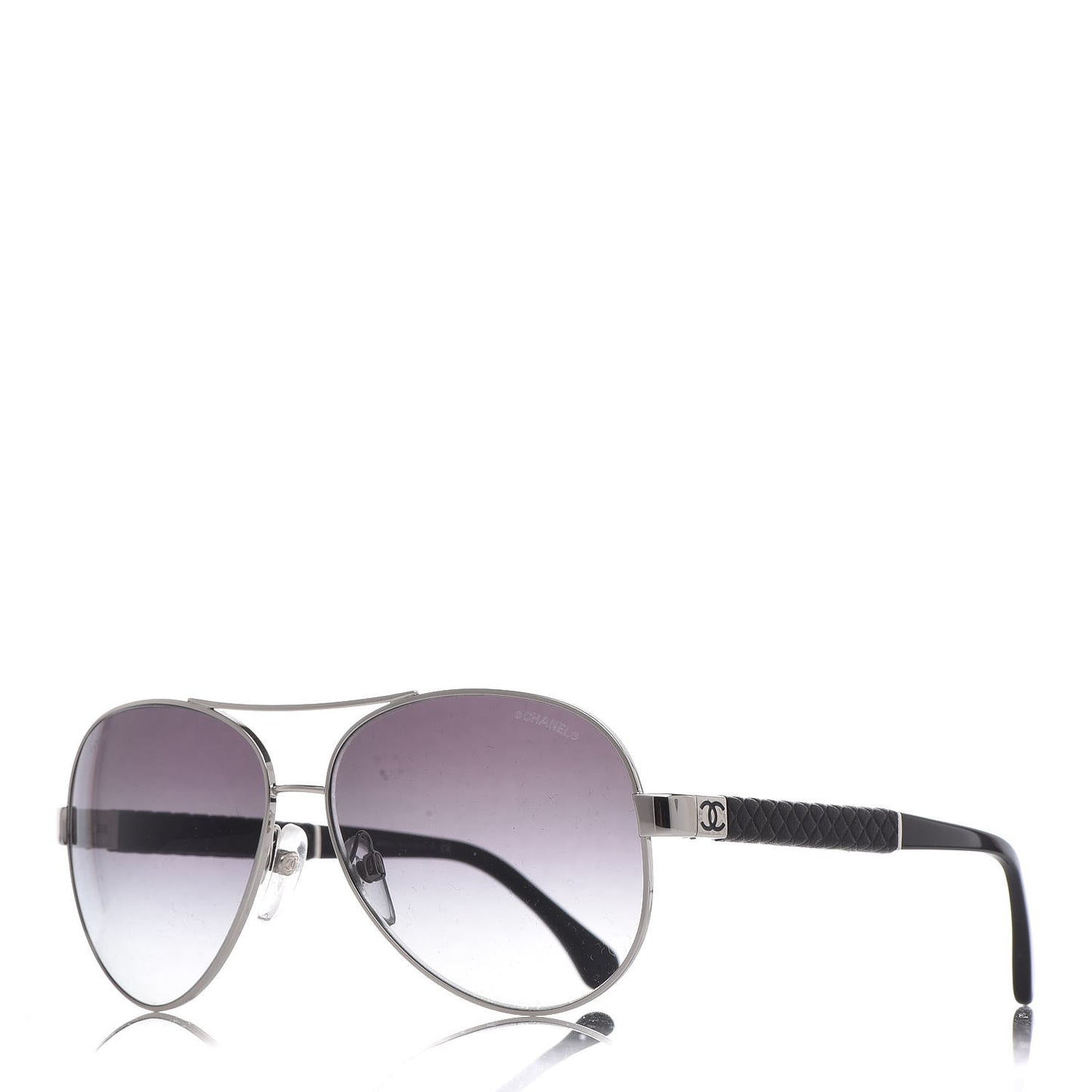 Lambskin Quilted CC Aviator Sunglasses 4195-Q Black