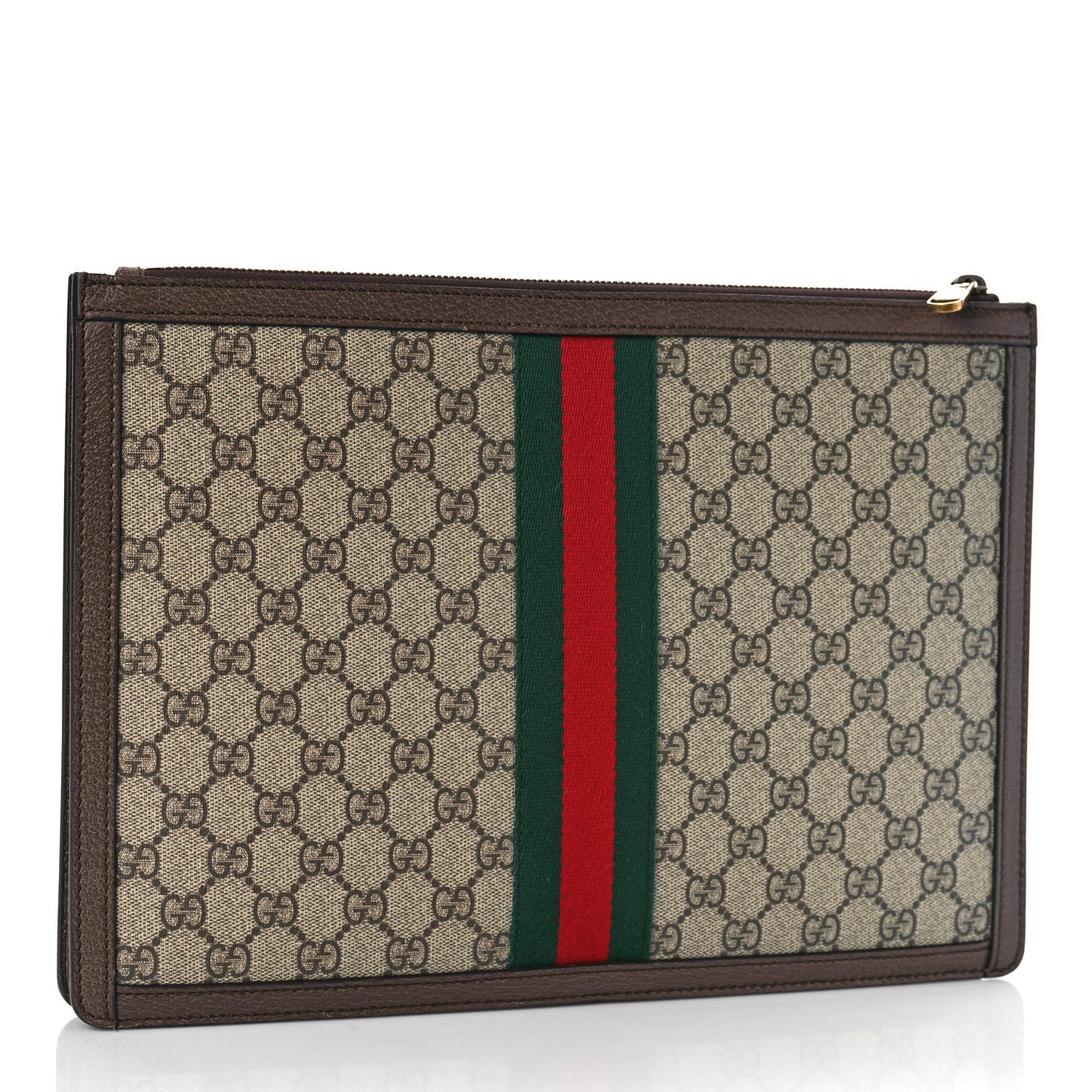 GG Supreme Monogram Web Ophidia Portfolio Pouch Beige New Acero