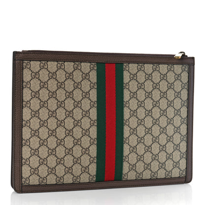 Gucci GG Supreme Monogram Web Ophidia Portfolio Pouch Beige New Acero 3 of 9