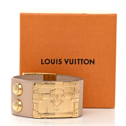Louis Vuitton Calfskin So LV Cuff Bracelet 17 Beige 7 of 7