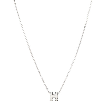 Hermes Lacquered Palladium Mini Pop H Pendant Necklace White 1 of 7