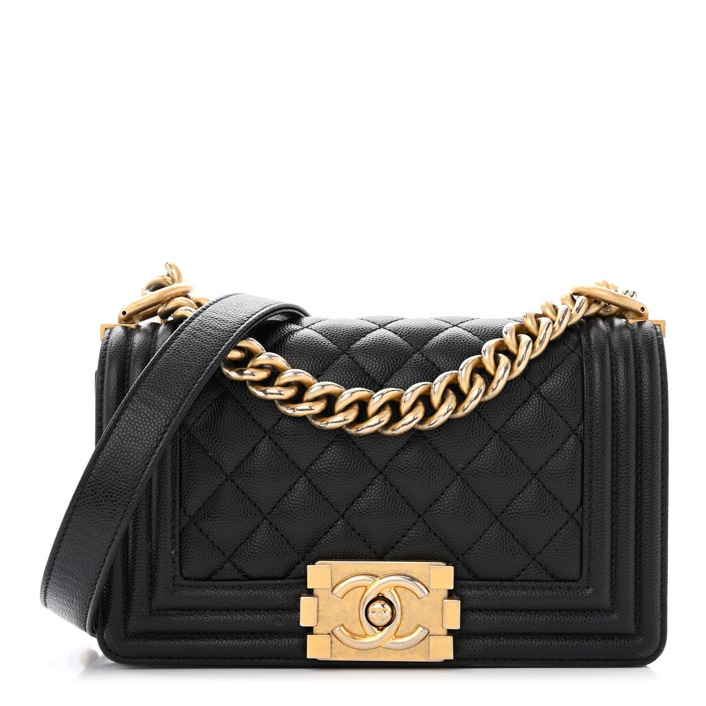 Caviar Quilted Small Boy Flap Black