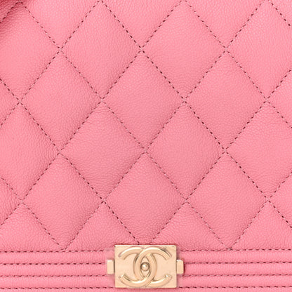 Chanel Caviar Quilted Boy Wallet On Chain WOC Pink 9 of 12