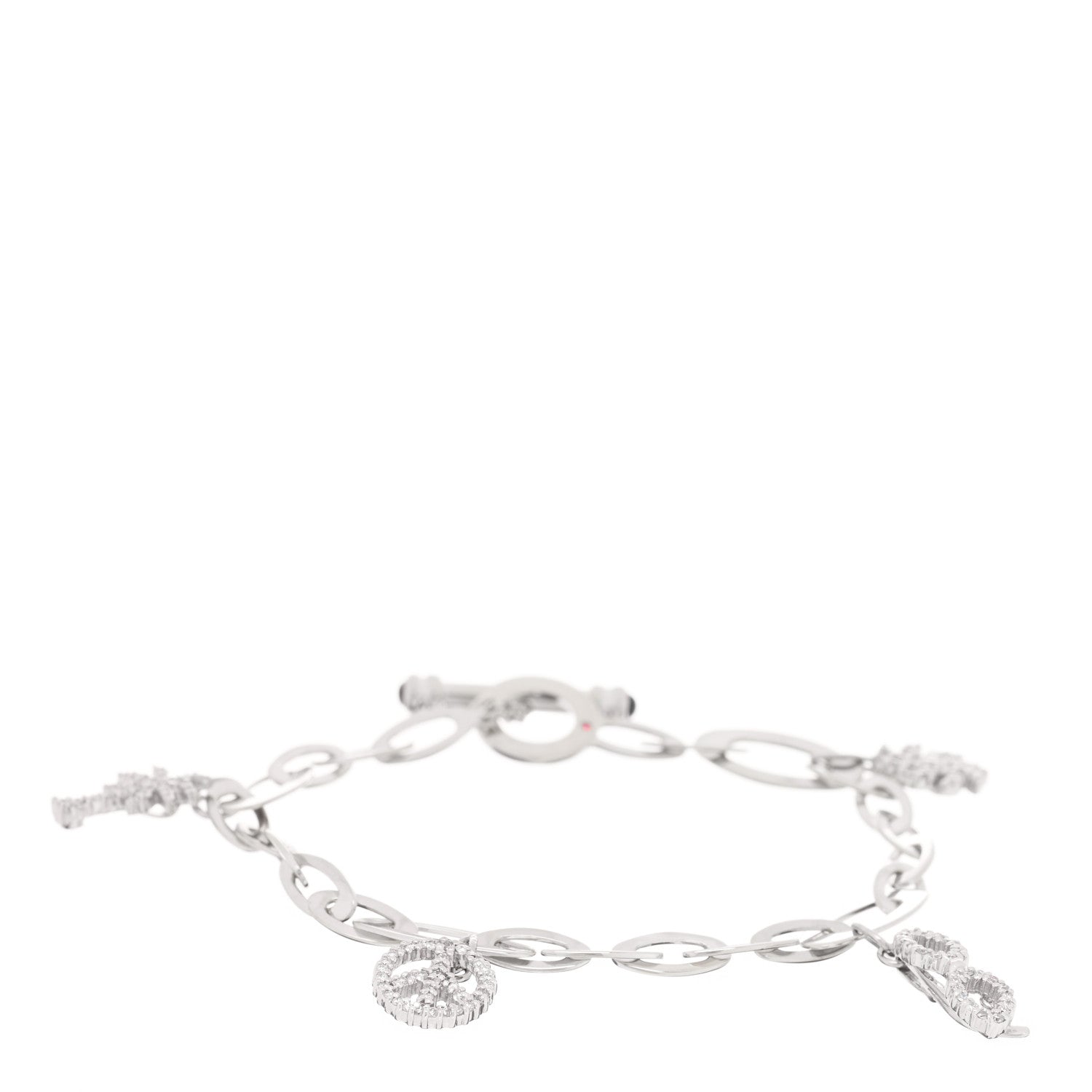 Roberto Coin 18K White Gold Diamond Tiny Treasures Charm Bracelet 1 of 3