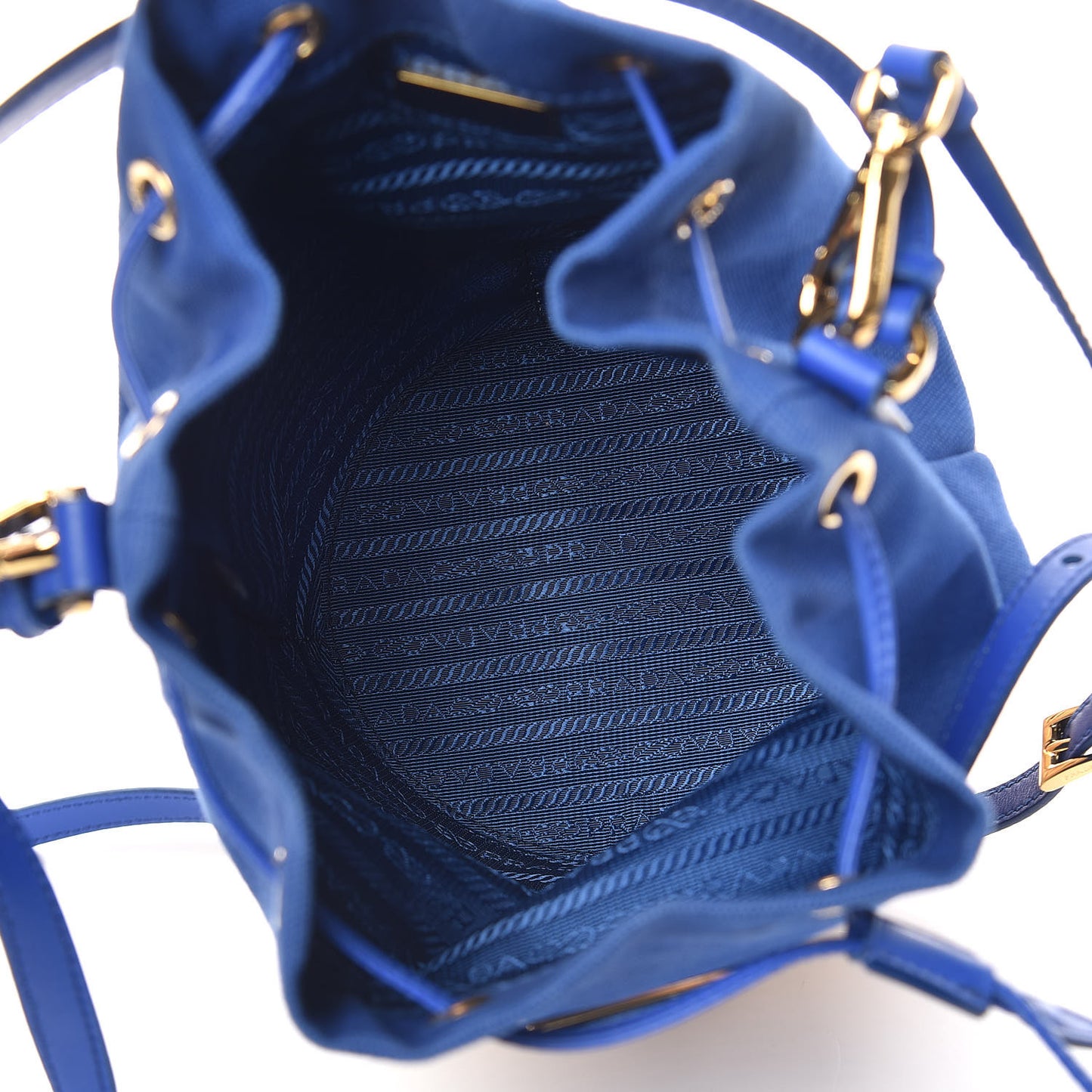 Wicker Canvas Bucket Bag Blue