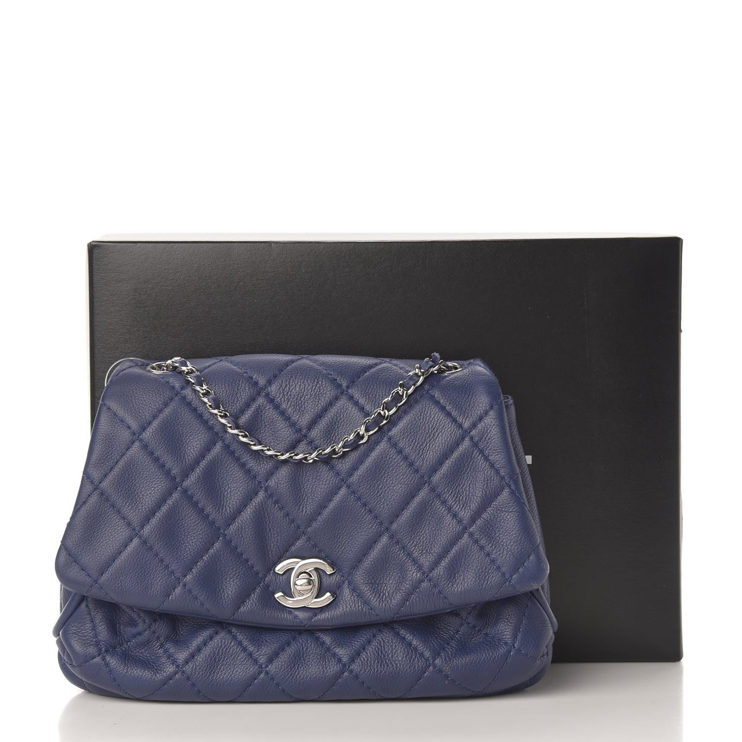 Chanel Calfskin Quilted CC Curvy Flap Blue 11 of 11
