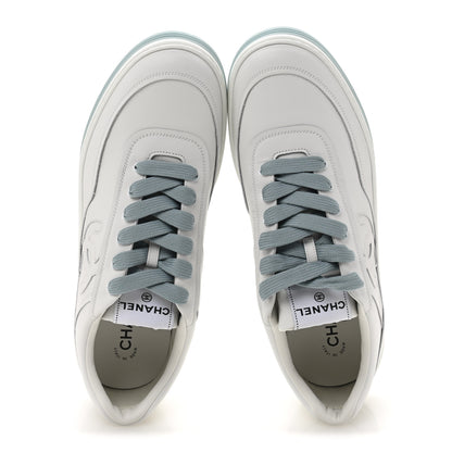 Chanel Calfskin CC Mens Sneakers 45 White Light Blue 2 of 10