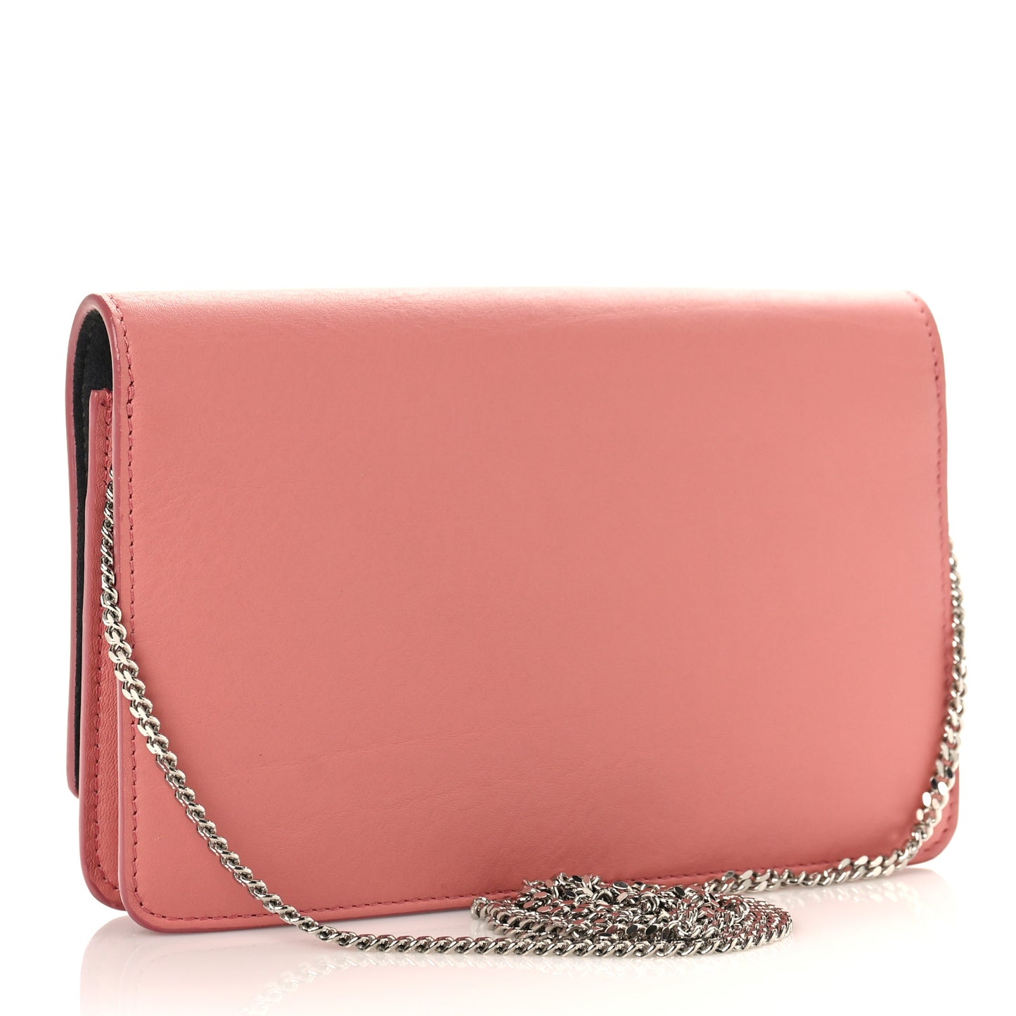 Vitello Studded Tube Wallet on Chain Pink