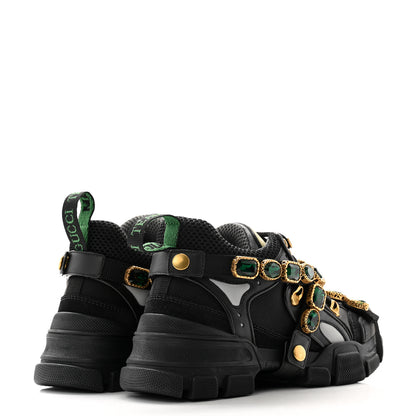 Gucci X SEGA Mesh Suede Calfskin Removable Crystals Womens Flashtrek Sneakers 36.5 Black Silver 4 of 7