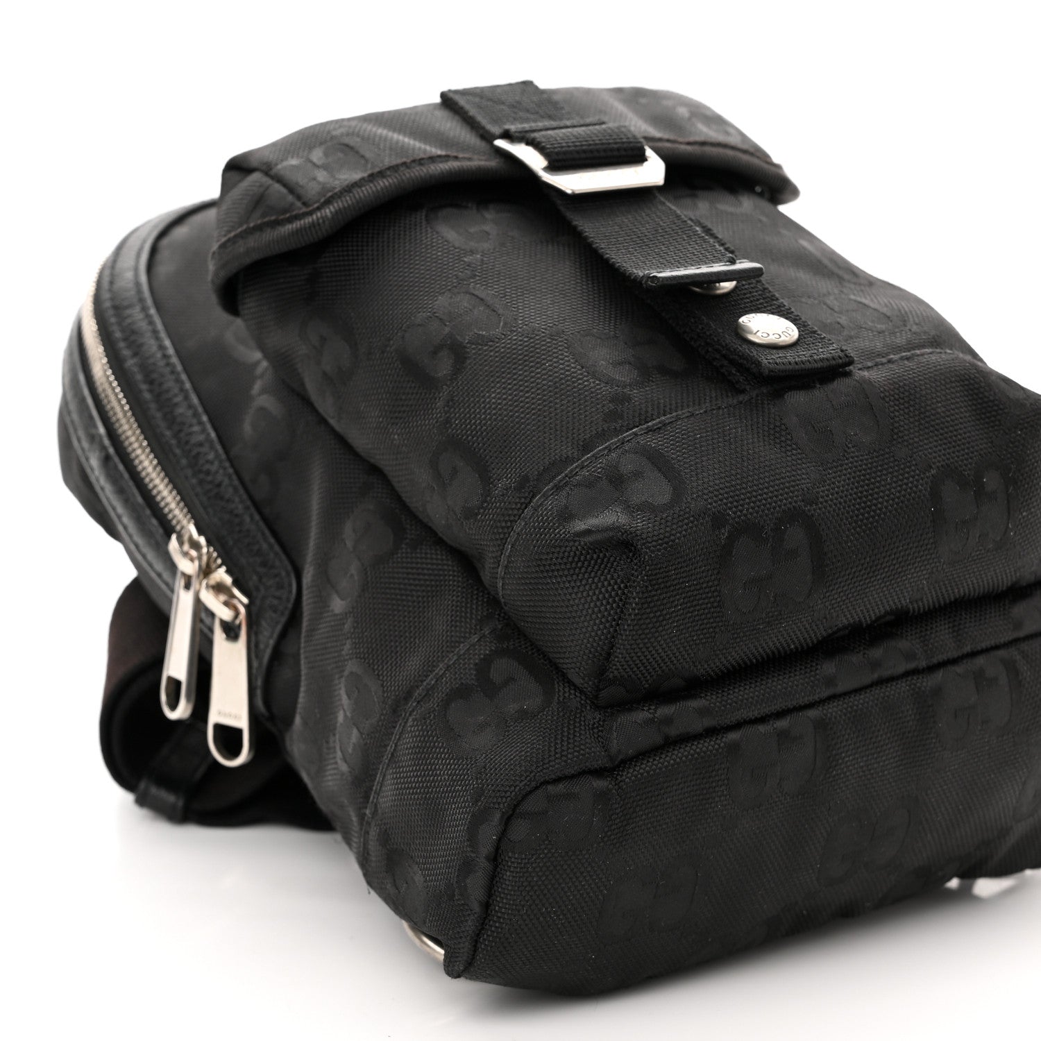 Gucci Econyl Nylon Monogram Off The Grid Sling Backpack Black 8 of 9