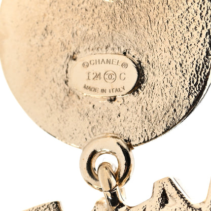 Chanel Baguette Crystal Logo CC Drop Earrings Gold 3 of 4