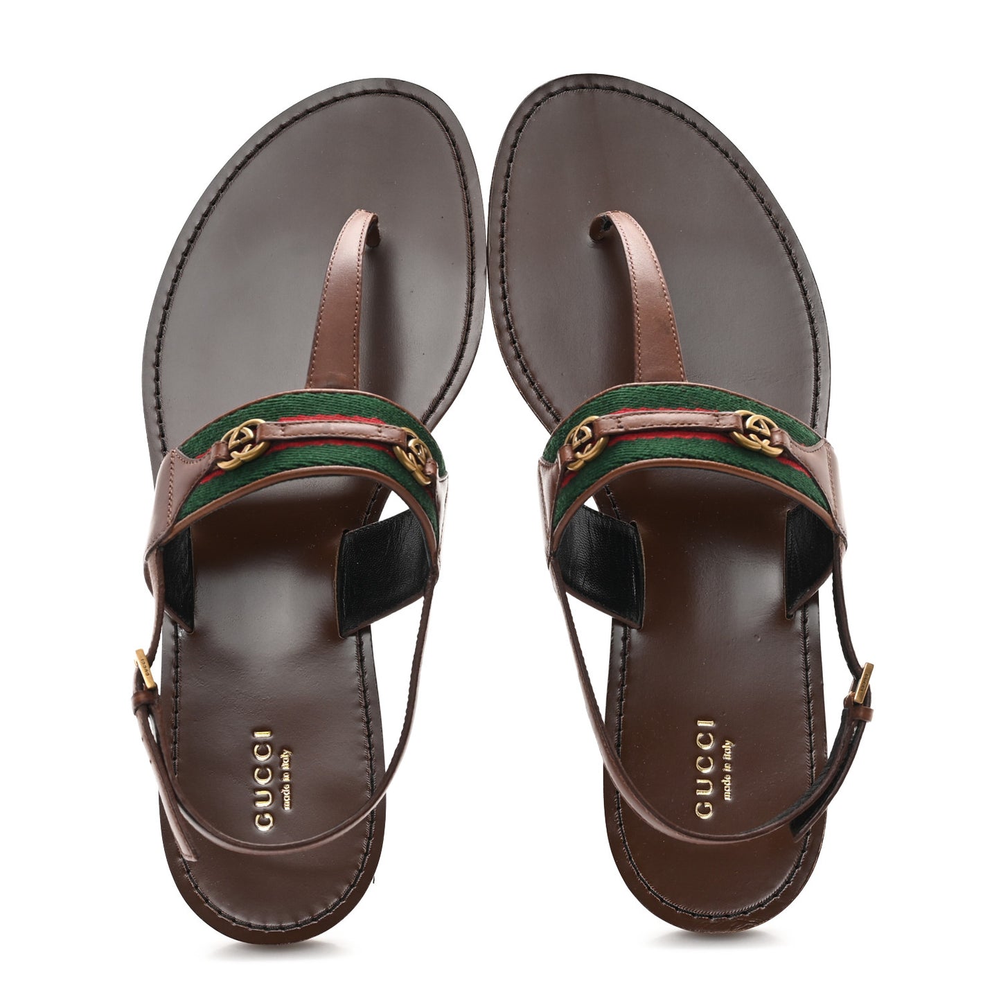 Jakarta Lifford Calfskin Web Interlocking G Thong Sandals 41 Ebony