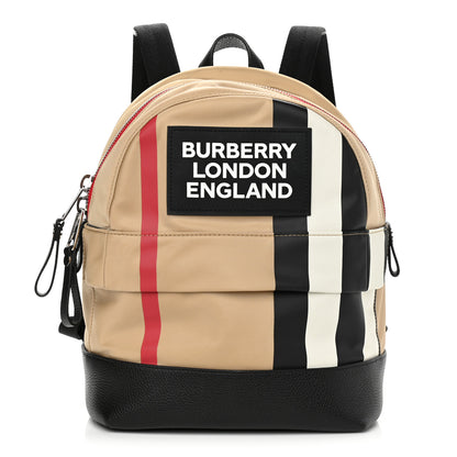 Burberry Econyl Logo Print Check Childrens Nico Backpack Archive Beige 1 of 10