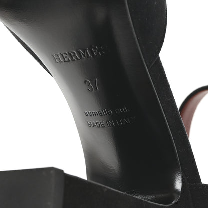 Hermes Suede Goatskin Baby 90 Pump 37 Black 7 of 10