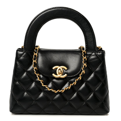 Chanel Shiny Aged Calfskin Quilted Nano Kelly Shopper Black 1 of 10