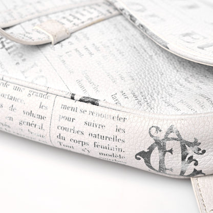 Christian Dior X DANIEL ARSHAM Grained Calfskin Newspaper Print Saddle Bag White 9 of 19