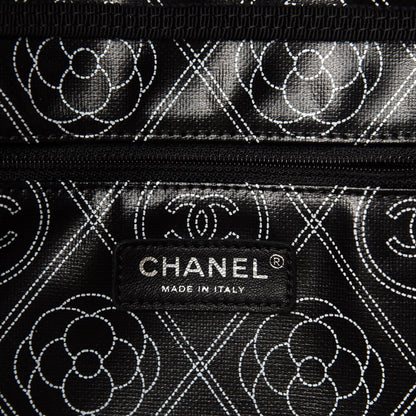 Chanel Coated Canvas Camellia Medium Shopping Tote Black Beige 8 of 10