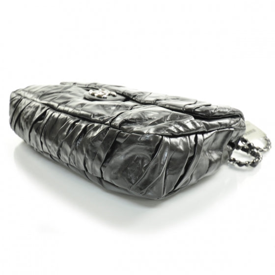 Leather Twisted Maxi Flap Black