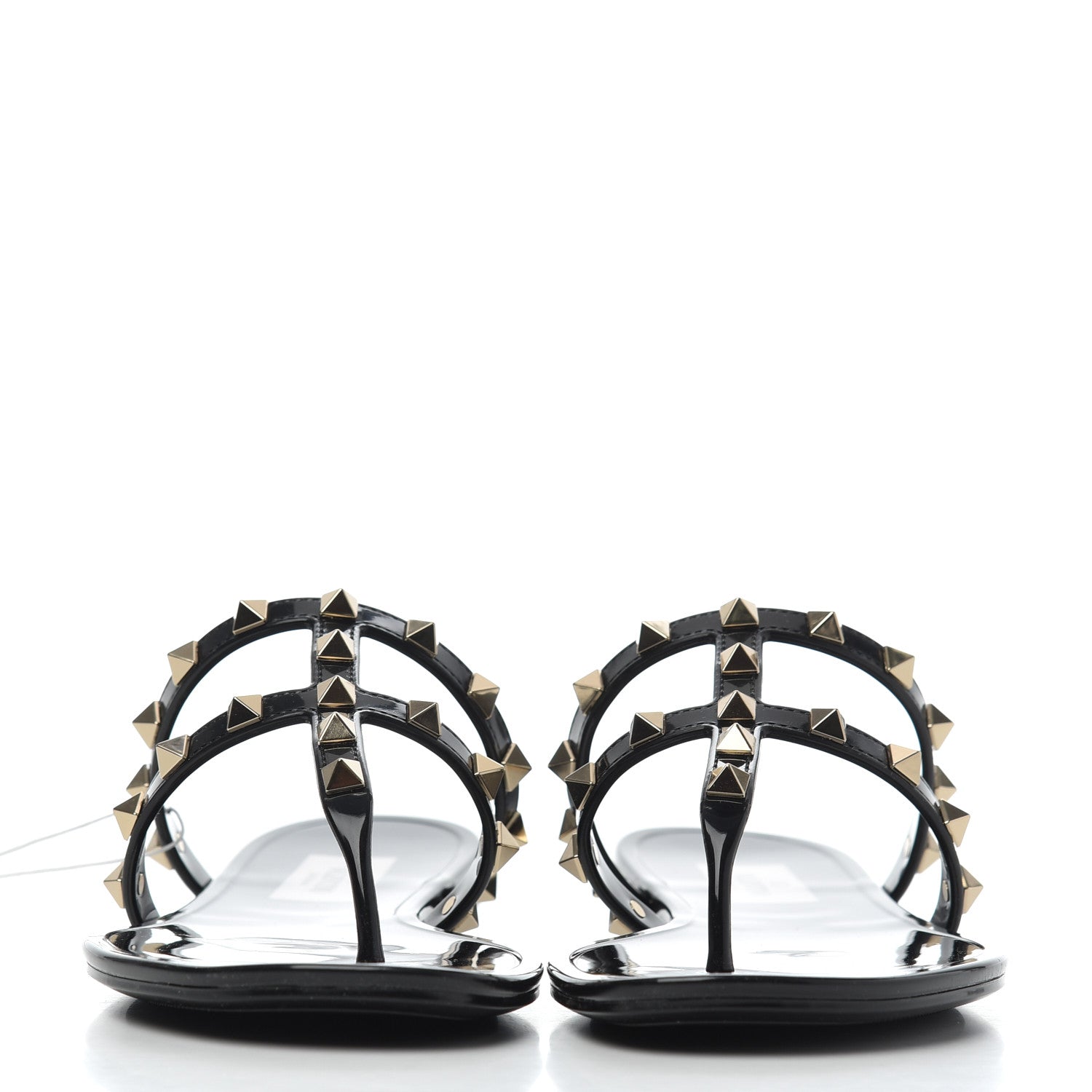 Valentino Garavani PVC Jelly Rockstud Caged Flat Thong Sandals 37 Black 2 of 8