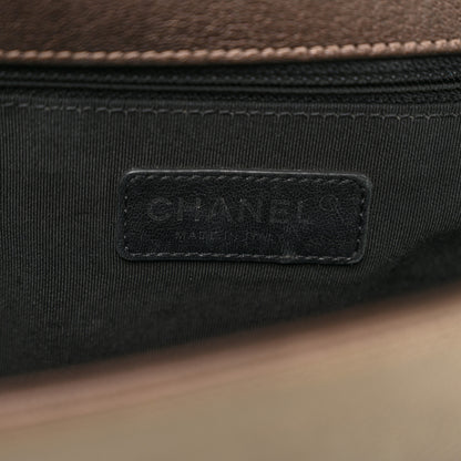 Chanel Iridescent Goatskin Quilted New Medium Boy Flap Dark Gold 6 of 10