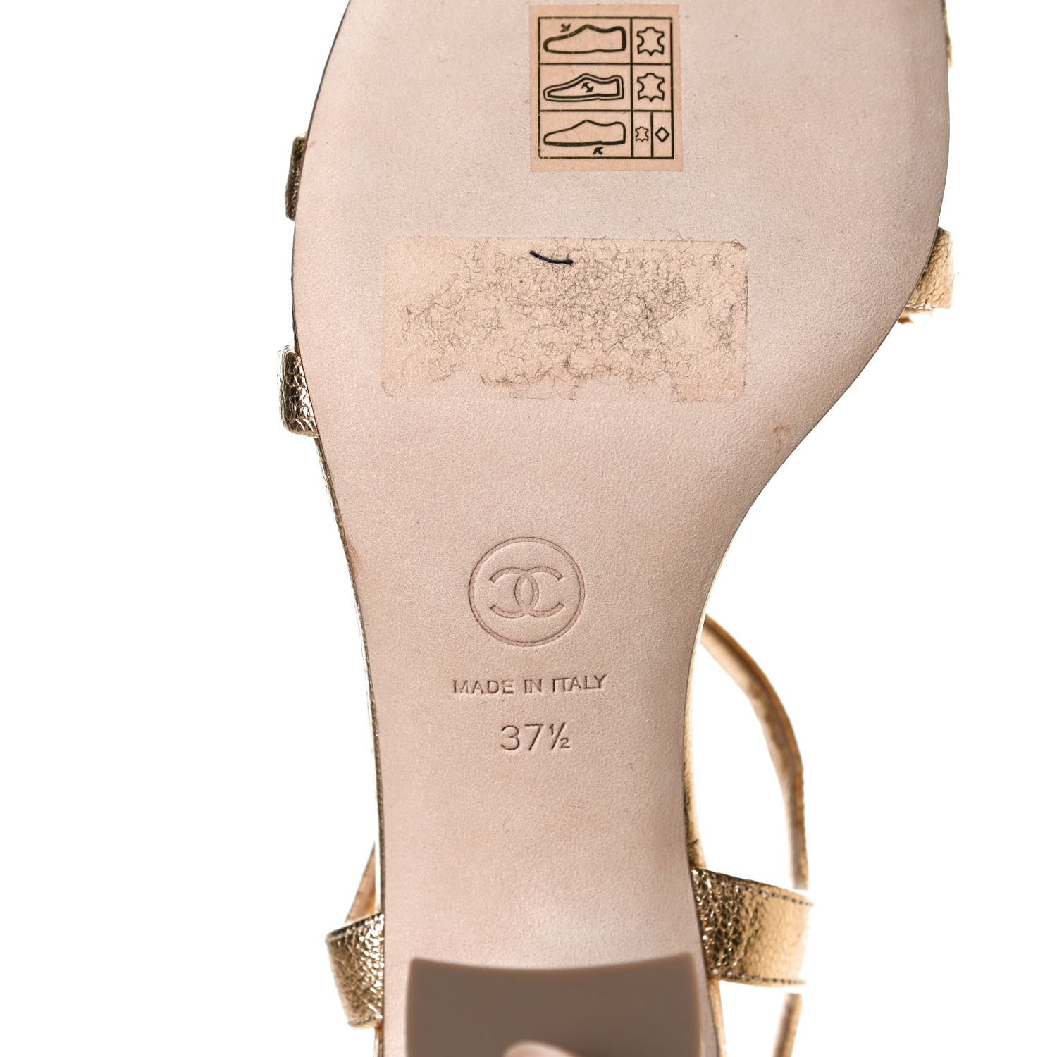 Chanel Aged Metallic Calfskin Pearl Crystal Sandals 37.5 Gold 8 of 11